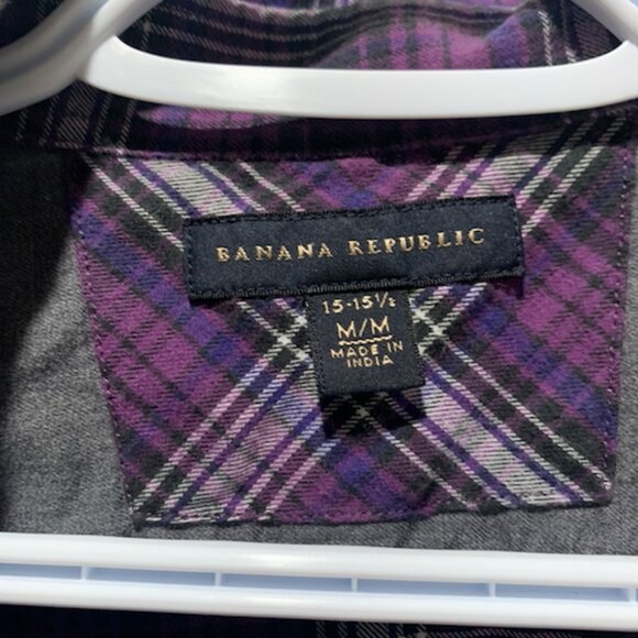 Banana Republic purple flannel button down shirt (size M) - Picture 3 of 6